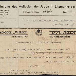 Telegram do Chaima Rumkowskiego