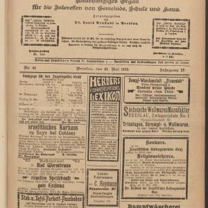 Jüdisches Volksblatt: Unabhängiges Organ für die Interessen von Gemeinde, Schule und Haus