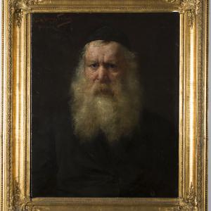 Portret starca Głowa starego Żyda w jarmułce