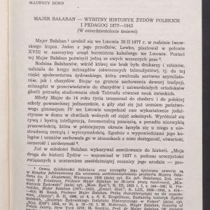 Majer Bałaban - wybitny historyk Żydów polskich i pedagog 1877-1942 (w czterdziestolecie śmierci)