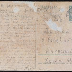 List Ch. Częstochowskiego (Łódź, ul. Towiańskiego 8 m.1) do ciotki, S. Schefner (Warszawa, ul. Leszno 64)