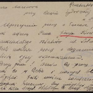 List Josefa Müllera do Rady Żydowskiej w Warszawie z prośbą o adres Józefa Kiselsztejna
