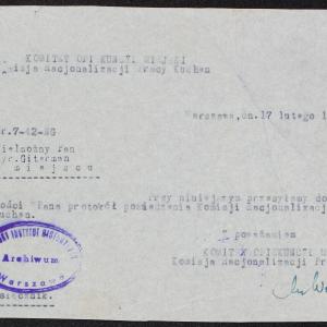 Protokół posiedzenia Komisji Racjonalizacji Pracy Kuchen z dnia 9 lutego 1942 r.