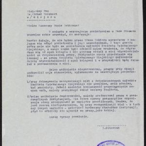 List Icchaka Gitermana z 23.02.1942 r. do dr. Michała Weicherta dot. reorganizacji KOM