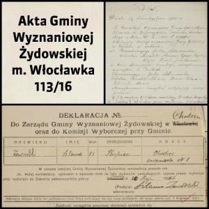 Akta Gminy Wyznaniowej Żydowskiej m. Włocławka 113/16