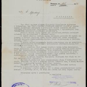 Pismo okólne Komisji Koordynacyjnej Organizacji Społecznych i Opiekuńczych TOZ z 11.01.1940 r. z prośbą o pomoc